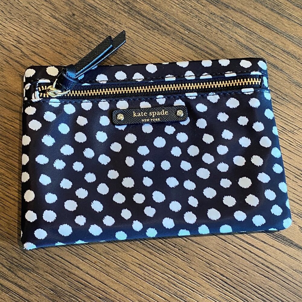 Black & White Polka Dot Kate Spade Small Makeup Bag
